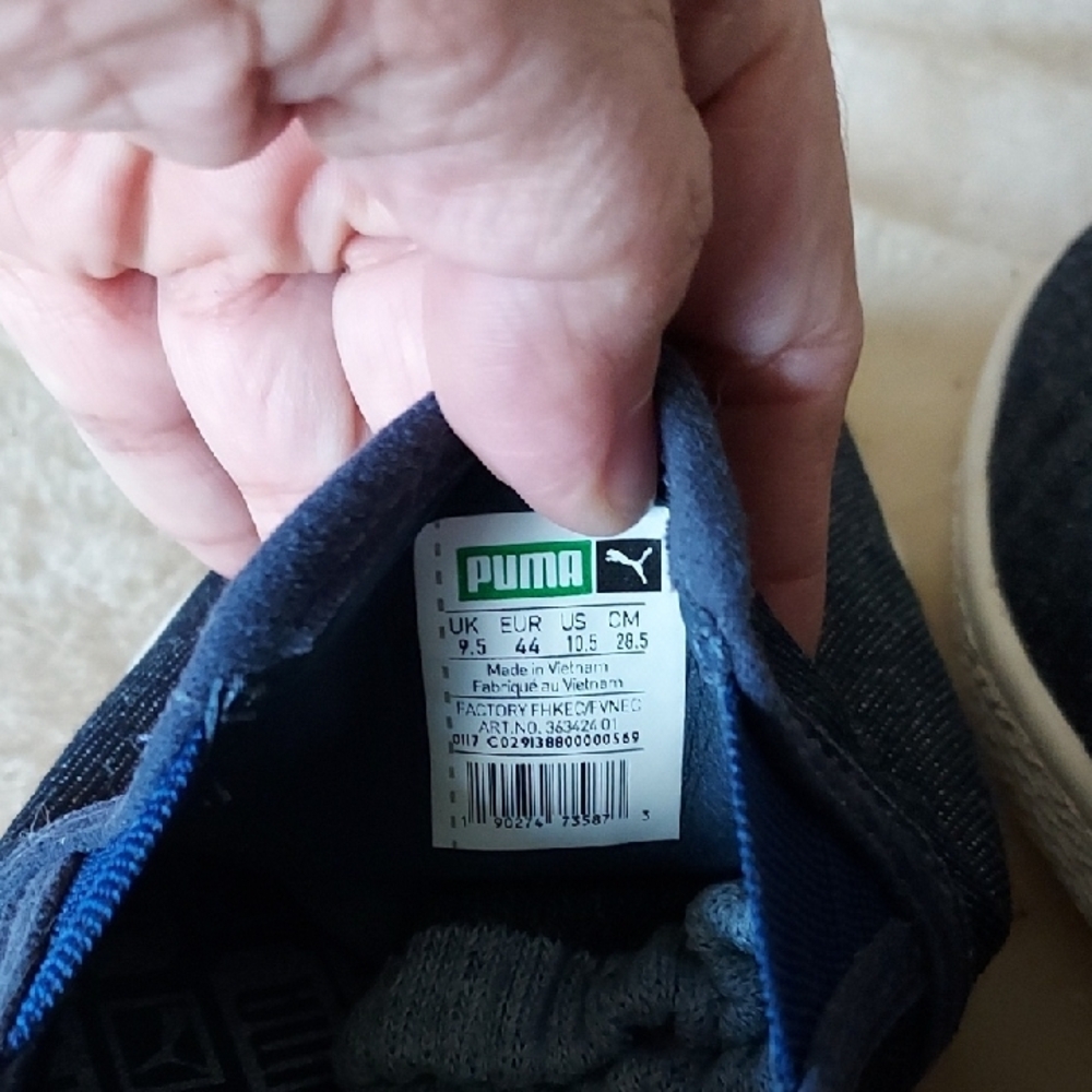 Puma Men's Dark Blue Denim Slip-On Sneakers Size 10.5 - Picture 8 of 8